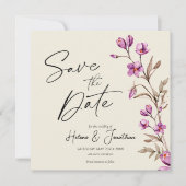 Pastel Wildflower Boho Wedding Save the Date Kaart (Voorkant)