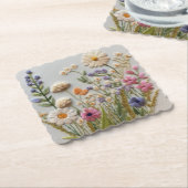  pastel Wildflower Borduurwerk Kartonnen Onderzetters (Gebogen)