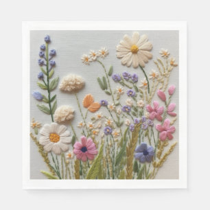 pastel Wildflower Borduurwerk Servet