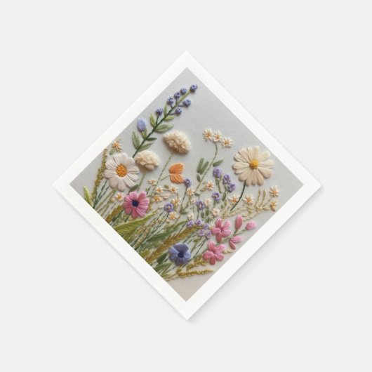  pastel Wildflower Borduurwerk Servet (Hoek)