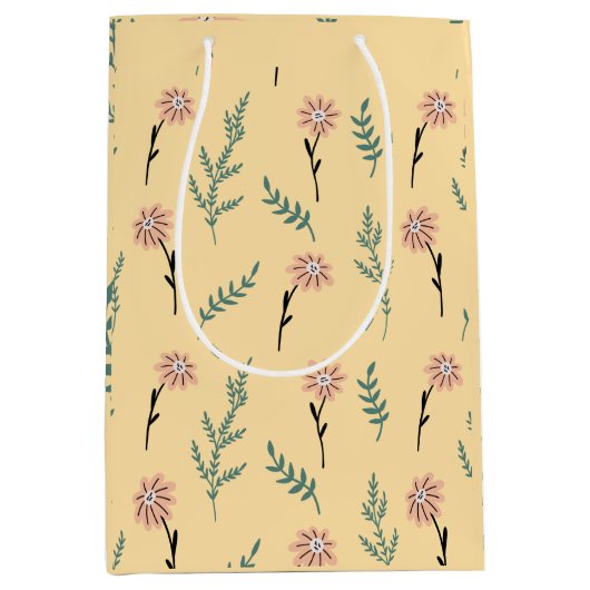 Pastel Wildflower Botanical Gift Bag Medium Cadeauzakje (Voorkant)
