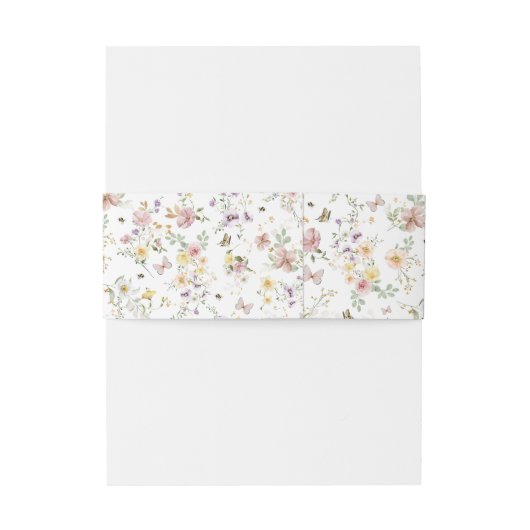 Pastel Wildflower Butterfly Garden Pattern Uitnodigingen Wikkel (Achterkant Voorbeeld)