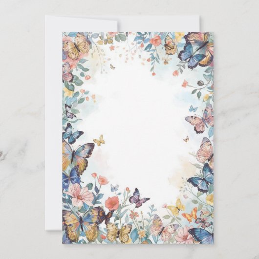 Pastel Wildflower & Butterfly Wedding Uitnodiging (Achterkant)
