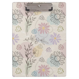 Pastel Wildflower Collage – Chic Floral Geometric  Klembord