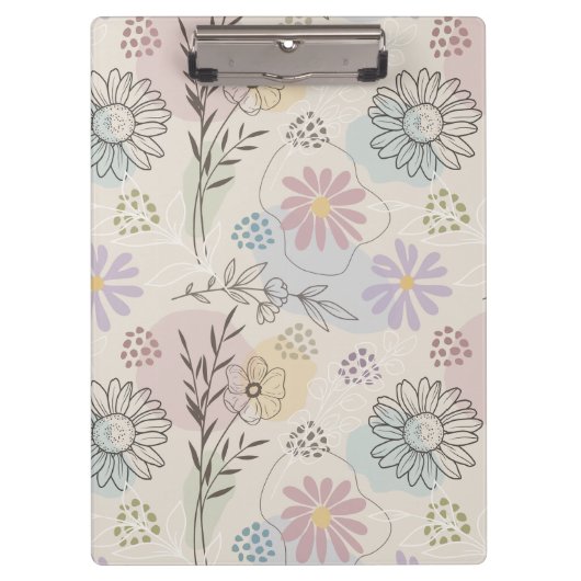 Pastel Wildflower Collage – Chic Floral Geometric  Klembord (Voorkant)