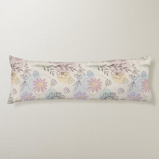 Pastel Wildflower Collage – Chic Floral Geometric  Lichaamskussen (Voorkant)
