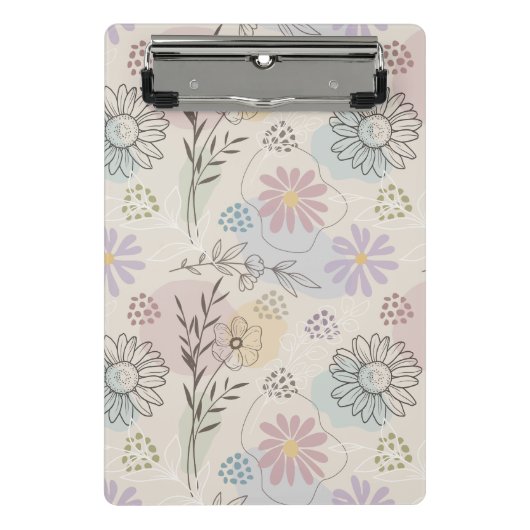 Pastel Wildflower Collage – Chic Floral Geometric  Mini Klembord (Voorkant)