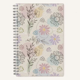 Pastel Wildflower Collage – Chic Floral Geometric  Notitieboek