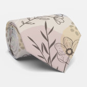 Pastel Wildflower Collage – Chic Floral Geometric  Stropdas (Opgerold)