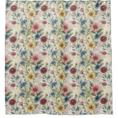 Pastel Wildflower Curtain Gift for Parents’ Love Douchegordijn (Voorkant)