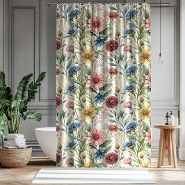 Pastel Wildflower Curtain Gift for Parents’ Love Douchegordijn