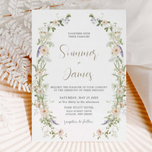 Pastel Wildflower Delicate Floral krans bruiloft Kaart