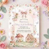 Pastel Wildflower Fairy First 1st Birthday Party Kaart