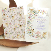 Pastel Wildflower Fairy First 1st Birthday Party Kaart