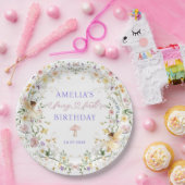 Pastel Wildflower Fairy First 1st Birthday Party Papieren Bordje (Feest)