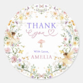 Pastel Wildflower Fairy First 1st Birthday Party Ronde Sticker (Voorkant)