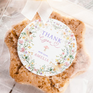 Pastel Wildflower Fairy First 1st Birthday Party Ronde Sticker