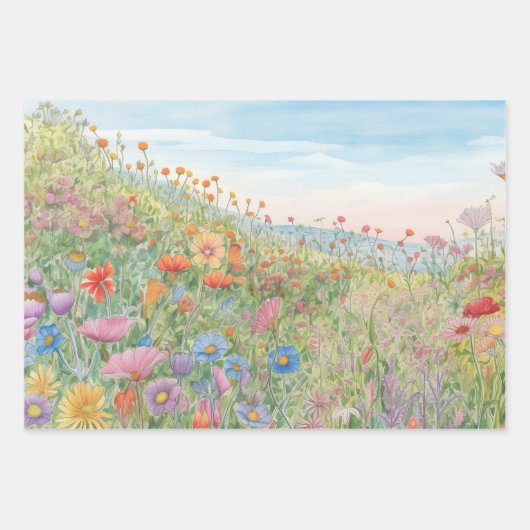Pastel Wildflower Fields | Ontkoppeling van zwaarg Inpakpapier Vel (Voorkant 3)