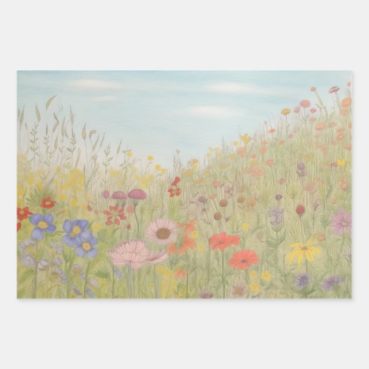 Pastel Wildflower Fields | Ontkoppeling van zwaarg Inpakpapier Vel (Voorkant 2)