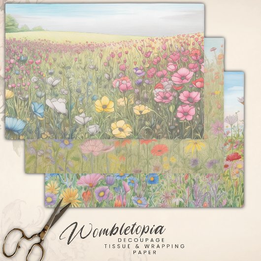 Pastel Wildflower Fields | Ontkoppeling van zwaarg Inpakpapier Vel