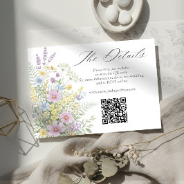 Pastel Wildflower Floral Garden Wedding Website QR Informatiekaartje