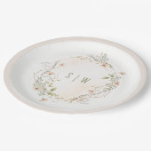 Pastel Wildflower Floral Monogram Wreater Weddensc Papieren Bordje (Gekanteld)