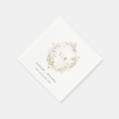 Pastel Wildflower Floral Monogram Wreater Weddensc Servet (Hoek)