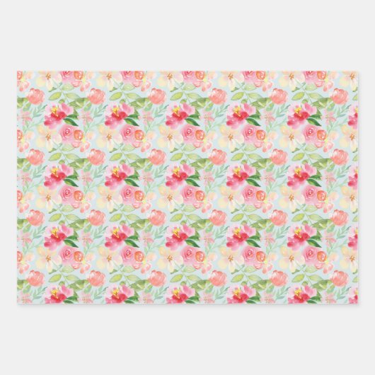 Pastel Wildflower Floral Pattern Inpakpapier Vel (Voorkant 3)