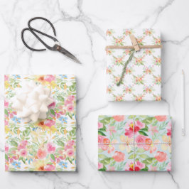 Pastel Wildflower Floral Pattern Inpakpapier Vel