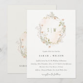 Pastel Wildflower Floral Wreath Wedding Invite Bedankkaart (Voorkant / Achterkant)