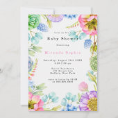 Pastel Wildflower Florals Neutraal Baby shower Kaart (Voorkant)
