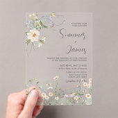 Pastel Wildflower Garden Delicate Floral Wedding Acryl Uitnodigingen (Insitu (Draagbaar))