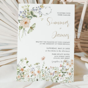 Pastel Wildflower Garden Delicate Floral Wedding Kaart