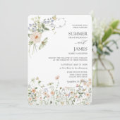 Pastel Wildflower Garden Delicate Floral Wedding Kaart (Staand voorkant)