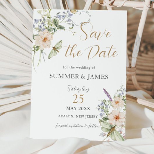 Pastel Wildflower Garden Delicate Floral Wedding Save The Date