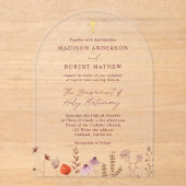 Pastel Wildflower Garden Katholieke bruiloft Acryl Uitnodigingen (Voorkant)