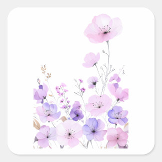 Pastel Wildflower Garden Soft Floral Bloom Vierkante Sticker