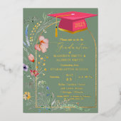 Pastel Wildflower Garden Twin Graduation Party Folie Uitnodiging (Voorkant)