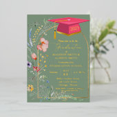 Pastel Wildflower Garden Twin Graduation Party Folie Uitnodiging (Staand Voorkant)