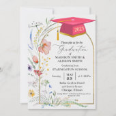 Pastel Wildflower Garden Twin Graduation Party Kaart (Voorkant)