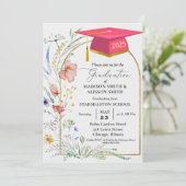 Pastel Wildflower Garden Twin Graduation Party Kaart (Staand voorkant)