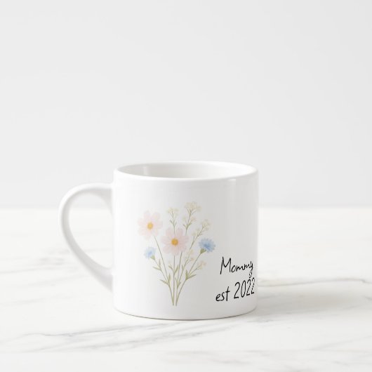 Pastel Wildflower - gepersonaliseerde mama Est. Espresso Kop (Links)