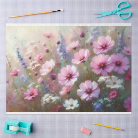 Pastel Wildflower Impressionist Schilderij Decoupa Tissuepapier (Craft)