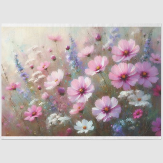 Pastel Wildflower Impressionist Schilderij Decoupa Tissuepapier (Voorkant)