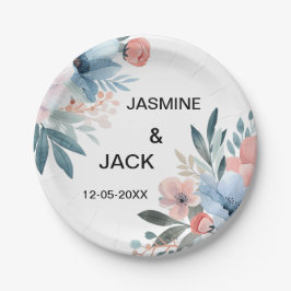 Pastel Wildflower Lijst Bruiloft Papieren Bordje