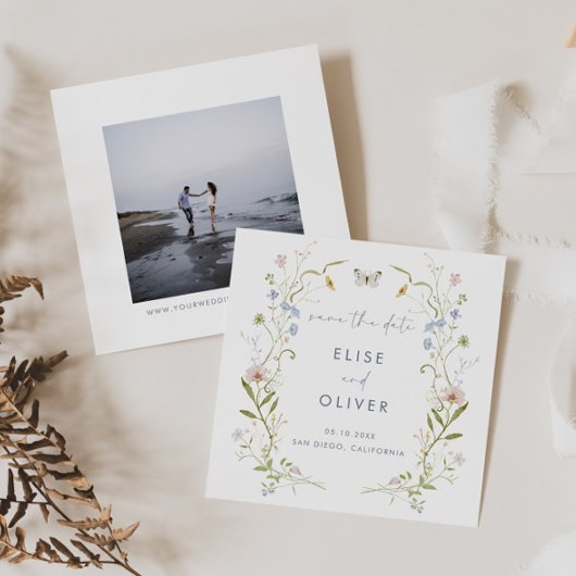 Pastel Wildflower Lijst Bruiloft Save The Date