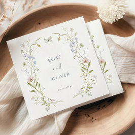 Pastel Wildflower Lijst Bruiloft Servet