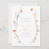 Pastel Wildflower Lijst Paasbrunch Uitnodiging (Voorkant)