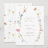 Pastel Wildflower Lijst Paasbrunch Uitnodiging (Voorkant / Achterkant)