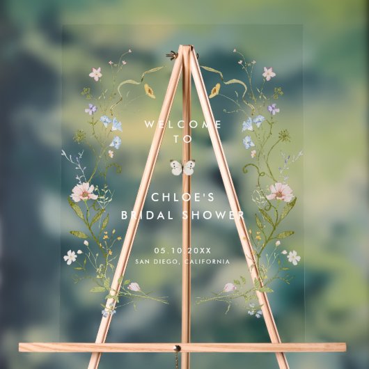 Pastel Wildflower Lijst Whimsical Vrijgezellenfees Acryl Bord (Neutraal)